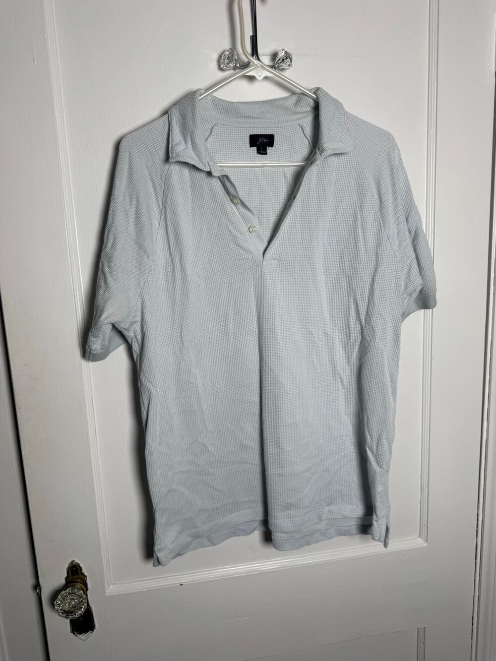 J.Crew Tech COOLMAX Polo Mens L Gray Blue Performance Short Sleeve Golf